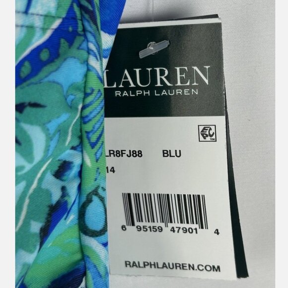 NWT Lauren Ralph Lauren Blue Floral Halter Swim Tankini 14 Plunge No Underwire - Picture 5 of 6